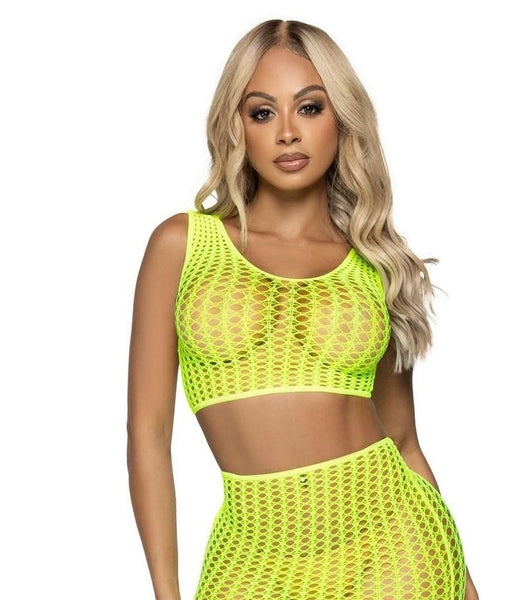 Crochet Net Tank Crop Top and Mini Skirt (2 pieces) - O/S